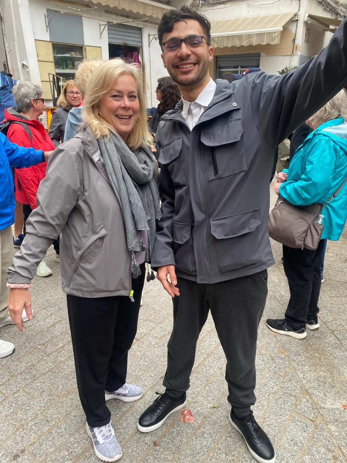 Aziz with a happy guest in the Tangier medina